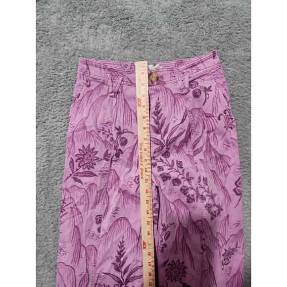 Anthropologie Purple with Dark Purple Floral Patterned High Rise Pants - Picture 3 of 9